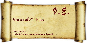 Vancsó Eta névjegykártya